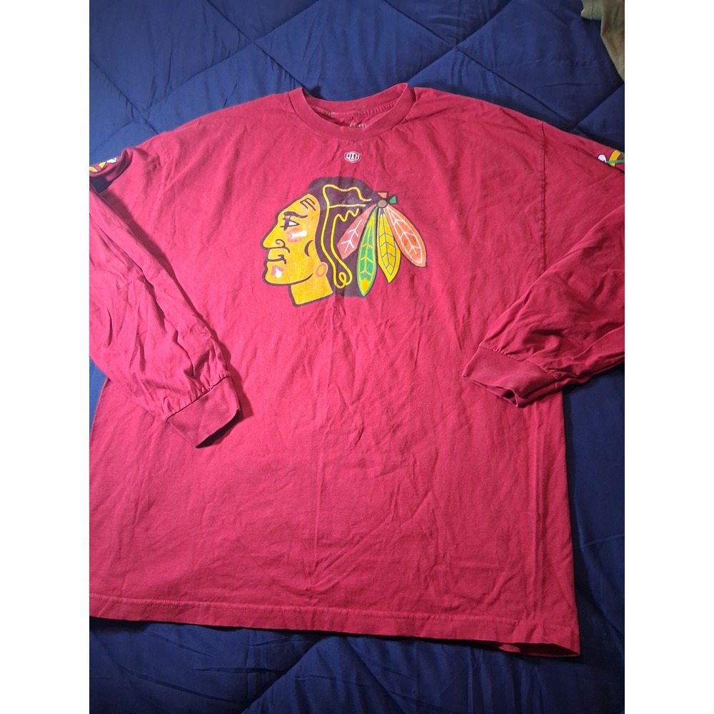 Old Time Hockey Chicago Blackhawks Long Sleeve Shirt Red Mens 2XL NHL T-Shirt